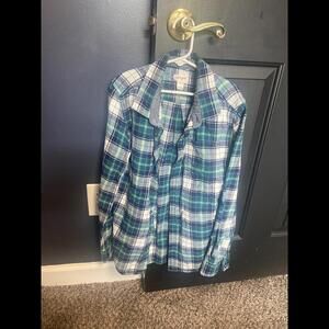 Boy's Casual Plaid Button-Up Shirt - Blue and Green Y Lg(12/14)